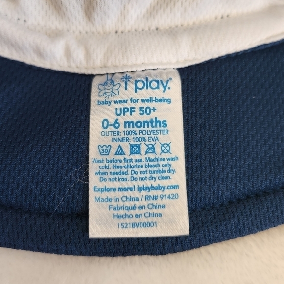 I Play Navy Blue Swim Sun Bucket Hat UPF 50+ Size 0-6 Months NWT - Picture 8 of 12